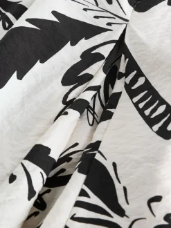 Black/White Fruit Print Volume Maxi Dress