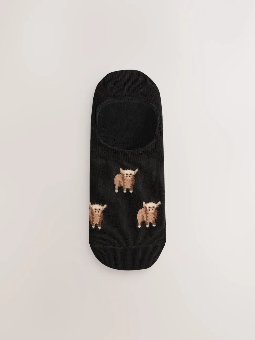 Black/White Hamish The Highland Cow Stripe Invisible Trainer Socks 4 Pack