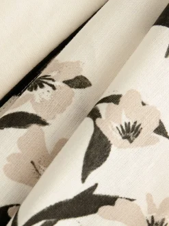 Black/White Heron Linen Blend Lightweight Dressing Gown