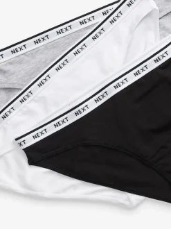 Black/White High Leg Cotton Logo Knickers 7 Pack