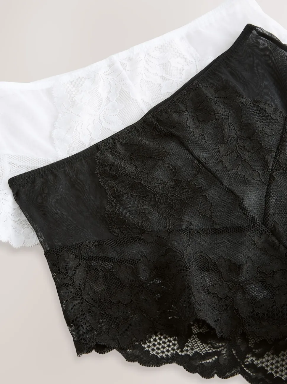 Black/White High Waist Lace Knickers 2 Pack