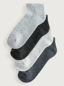 Black/White Neppy Cushion Sole Socks 4 Pack