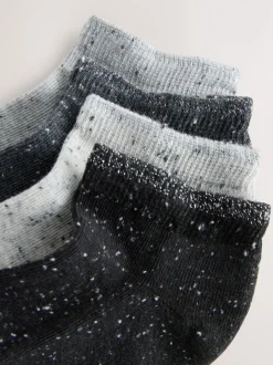 Black/White Neppy Cushion Sole Socks 4 Pack
