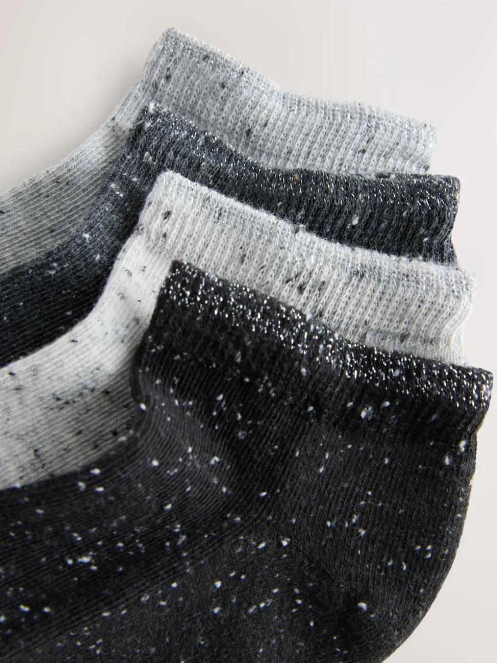 Black/White Neppy Cushion Sole Socks 4 Pack