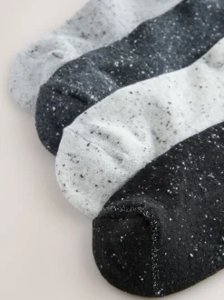 Black/White Neppy Cushion Sole Socks 4 Pack