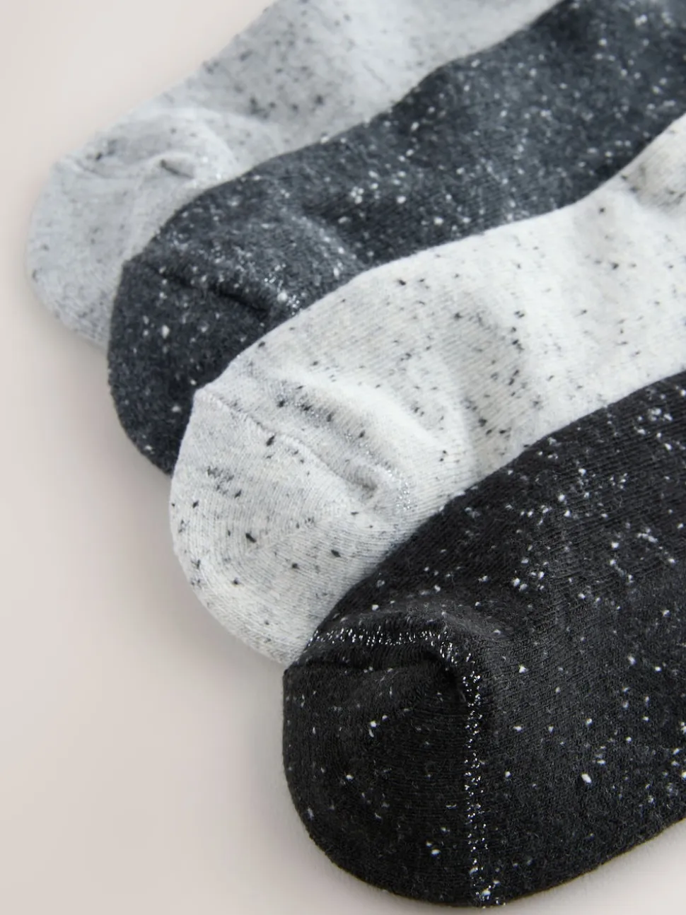 Black/White Neppy Cushion Sole Socks 4 Pack