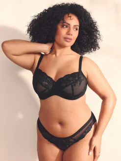 Black/White Non Pad Balcony DD+ Lace Bras 2 Pack