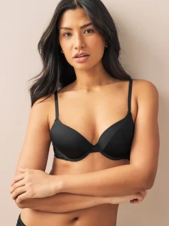 Black/White Push Up Pad Plunge A-E Smoothing T-Shirt Bras 2 Pack