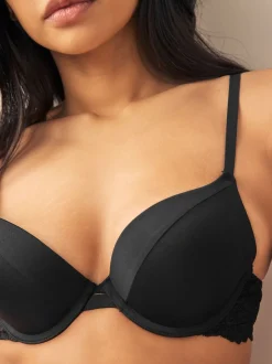 Black/White Push Up Pad Plunge A-E Smoothing T-Shirt Bras 2 Pack