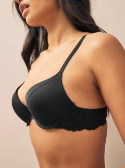 Black/White Push Up Pad Plunge A-E Smoothing T-Shirt Bras 2 Pack