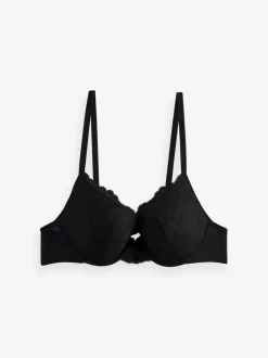 Black/White Push Up Plunge Lace Bras 2 Pack