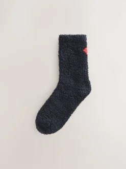Black/White Red Hearts Cosy Ankle Socks 4 Pack