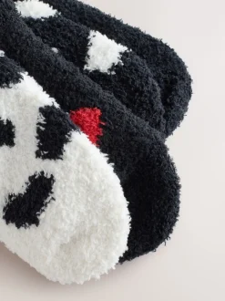 Black/White Red Hearts Cosy Ankle Socks 4 Pack