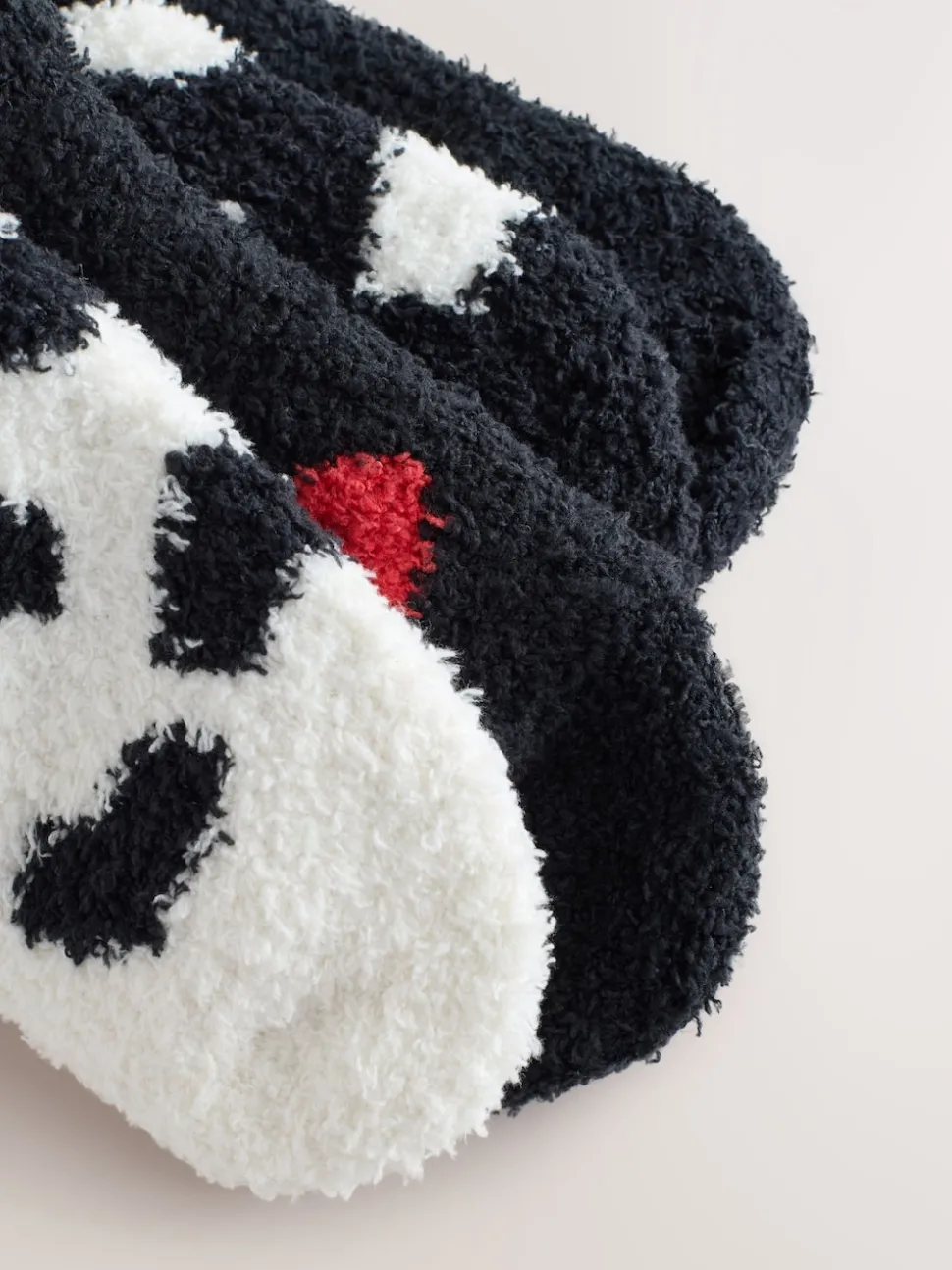 Black/White Red Hearts Cosy Ankle Socks 4 Pack