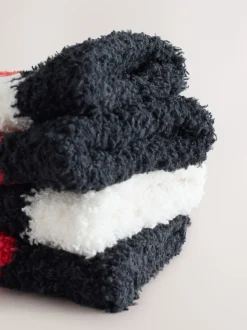 Black/White Red Hearts Cosy Ankle Socks 4 Pack