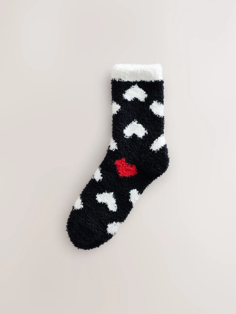 Black/White Red Hearts Cosy Ankle Socks 2 Pack