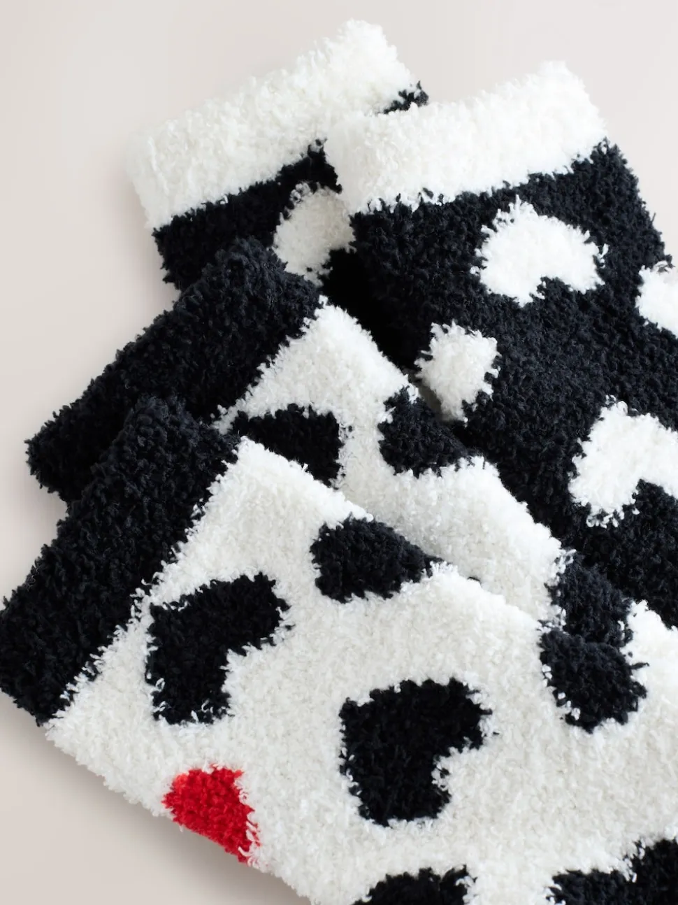 Black/White Red Hearts Cosy Ankle Socks 2 Pack
