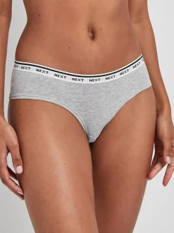 Black/White Short Cotton Logo Knickers 7 Pack
