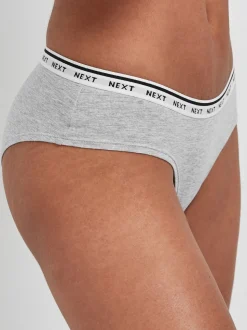Black/White Short Cotton Logo Knickers 7 Pack