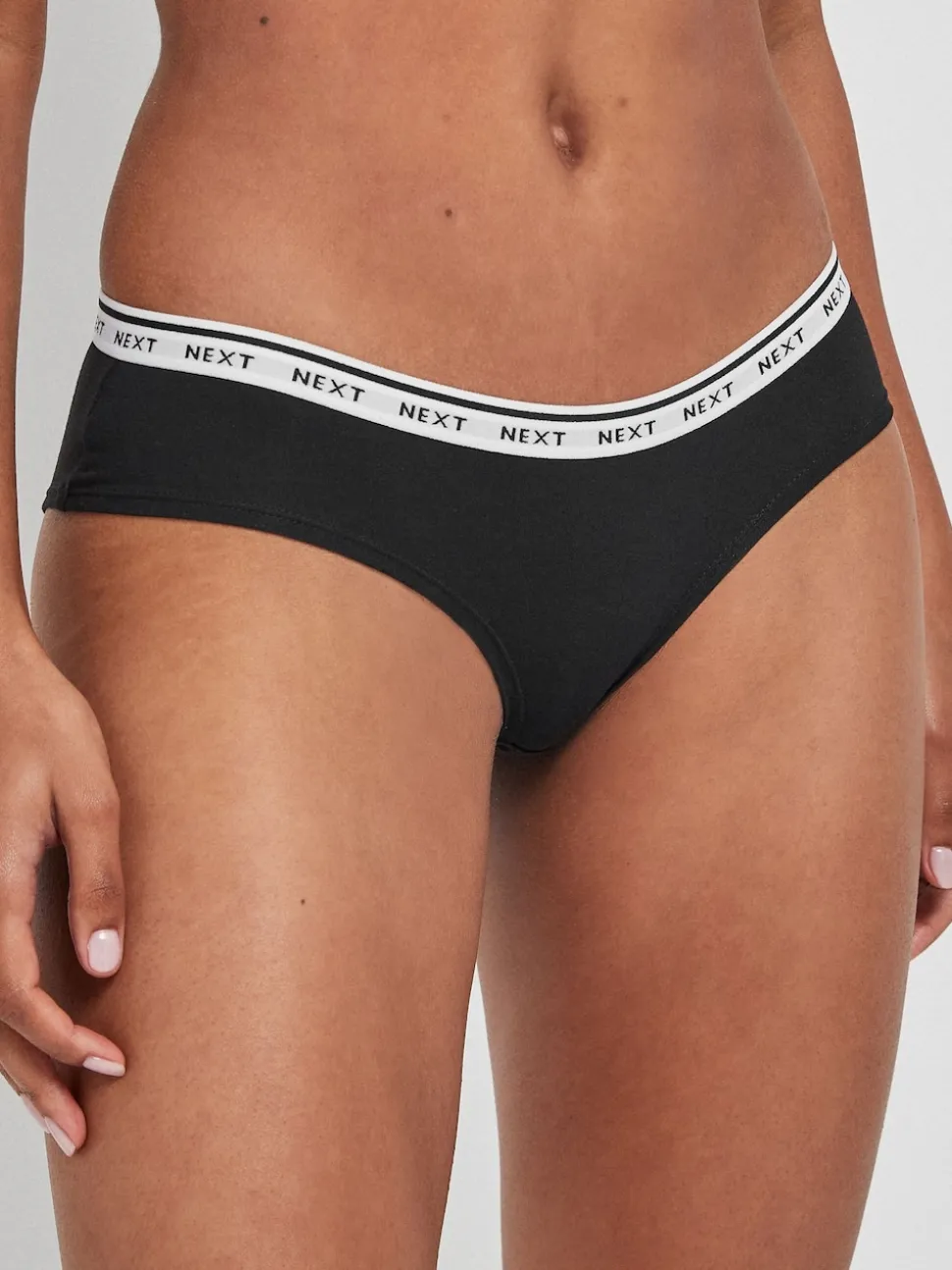 Black/White Short Cotton Logo Knickers 7 Pack