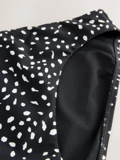 Black/White Spot High Leg Bikini Bottoms