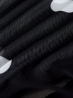Black/White Spot Mesh Midi Pencil Skirt
