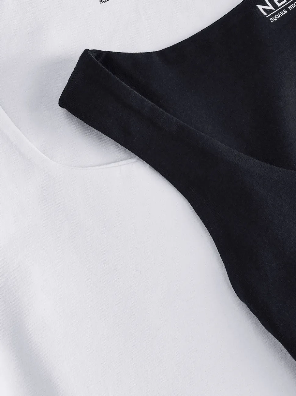 Black/White Square Neck Vest 2 Pack