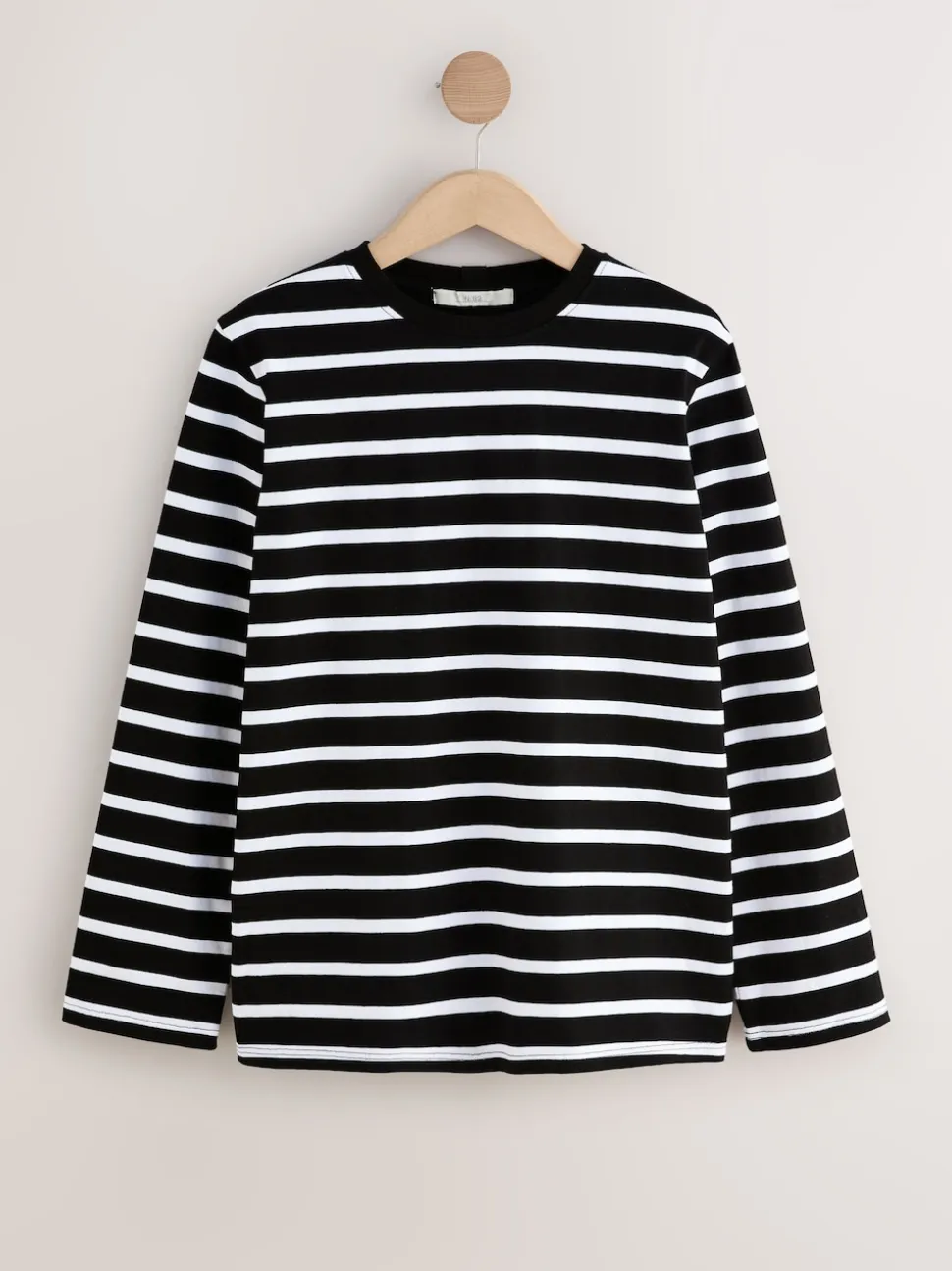 Black/White Stripe Long Sleeve Heavyweight Crew Neck T-Shirt