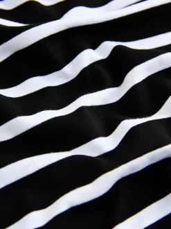 Black/White Stripe Long Sleeve Heavyweight Crew Neck T-Shirt