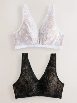 Black/White Total Support Non Pad Wire Ultimate Comfort Bras 2 Pack