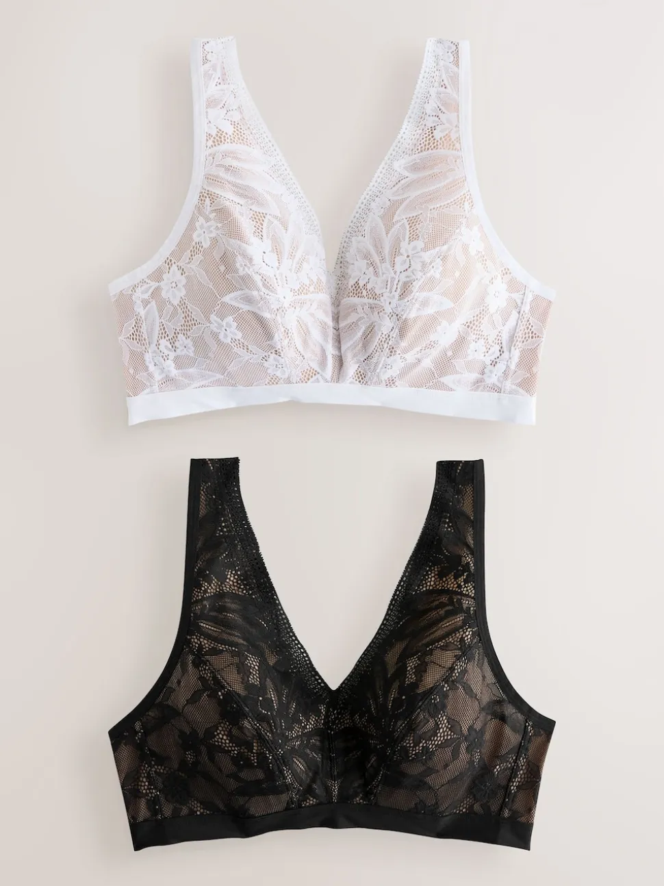 Black/White Total Support Non Pad Wire Ultimate Comfort Bras 2 Pack