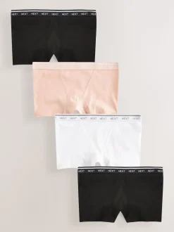 Black/White/Nude Boyshort Cotton Logo Knickers 4 Pack