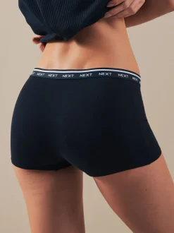 Black/White/Nude Boyshort Cotton Logo Knickers 4 Pack