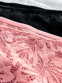 Black/White/Nude Brazilian Lace Front NVPL Knickers 3 Pack