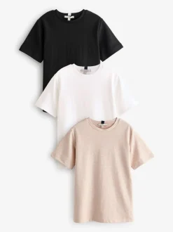 Black/White/Nude Heavyweight Basic T-Shirts 3 Pack