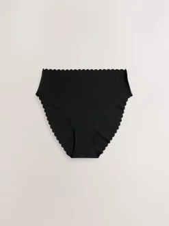 Black/White/Nude High Waist High Leg No VPL Scallop Knickers 3 Pack