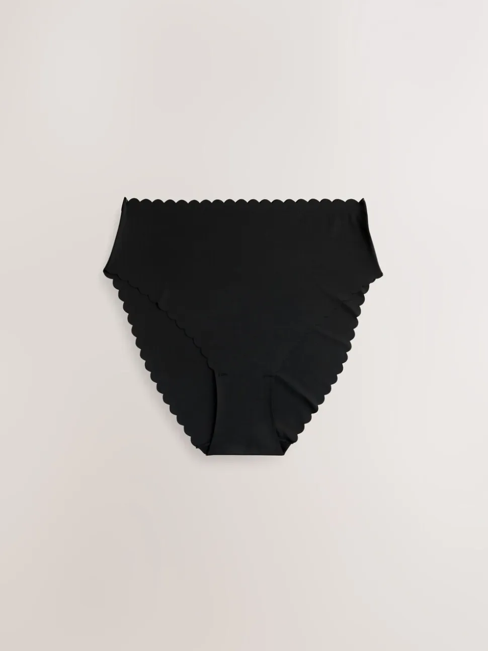 Black/White/Nude High Waist High Leg No VPL Scallop Knickers 3 Pack