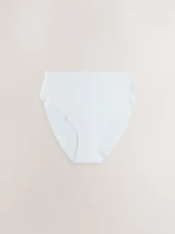 Black/White/Nude High Waist High Leg No VPL Scallop Knickers 3 Pack