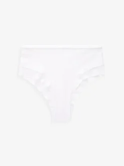 Black/White/Nude Mesh Trim High Waist High Leg Knickers 3 Pack