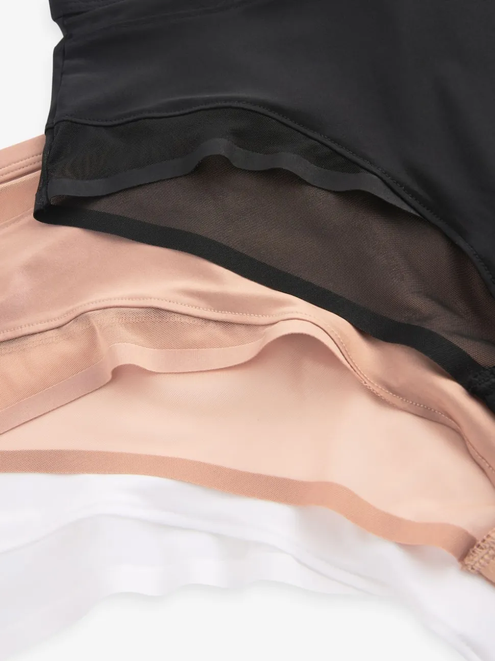 Black/White/Nude Mesh Trim High Waist High Leg Knickers 3 Pack