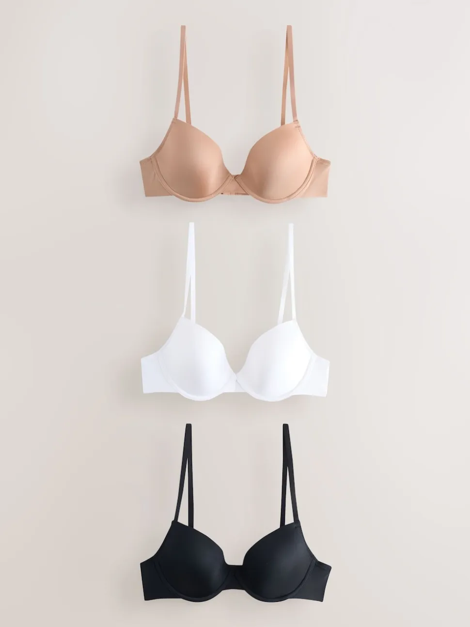 Black/White/Nude Pad Plunge A-E Ultimate Comfort Smoothing T-Shirt Bras 3 Pack