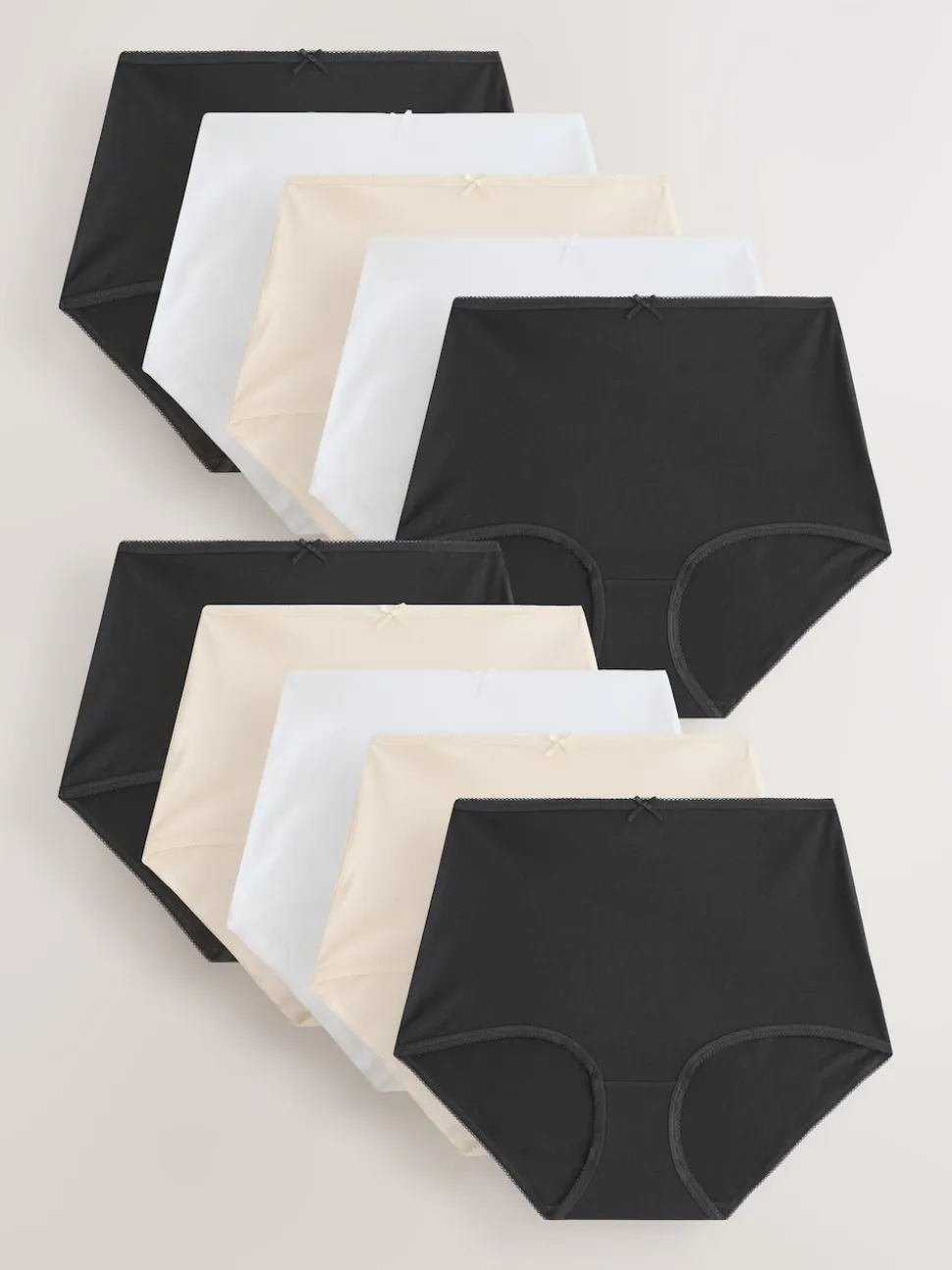 Black/White/Pastel Rose Nude Full Brief Full Briefs Cotton Knickers 10 Pack