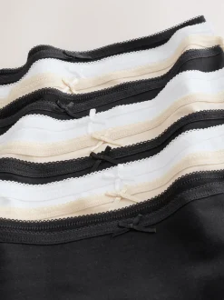 Black/White/Pastel Rose Nude Full Brief Full Briefs Cotton Knickers 10 Pack