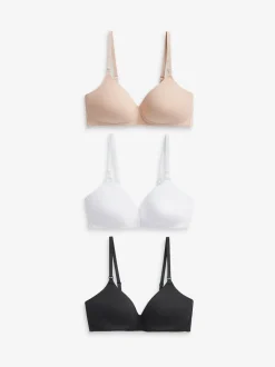 Black/White/Pastel Rose Nude Pad Non Wire B-G Nursing Cotton Blend Ultimate Comfort Bras 3 Pack