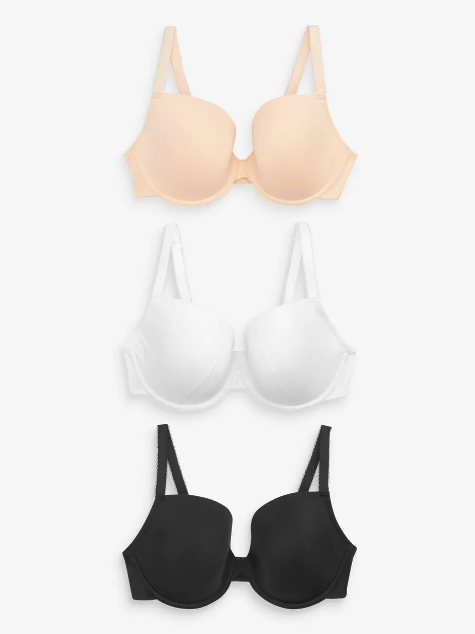 Black/White/Pastel Rose Nude Pad Plunge DD+ Cotton Blend Ultimate Comfort Bras 3 Pack