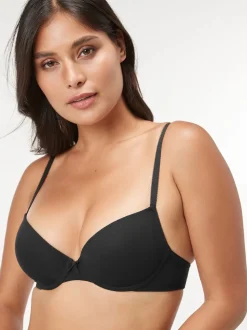 Black/White/Pastel Rose Nude Pad Plunge Cotton Blend Ultimate Comfort Bras 3 Pack