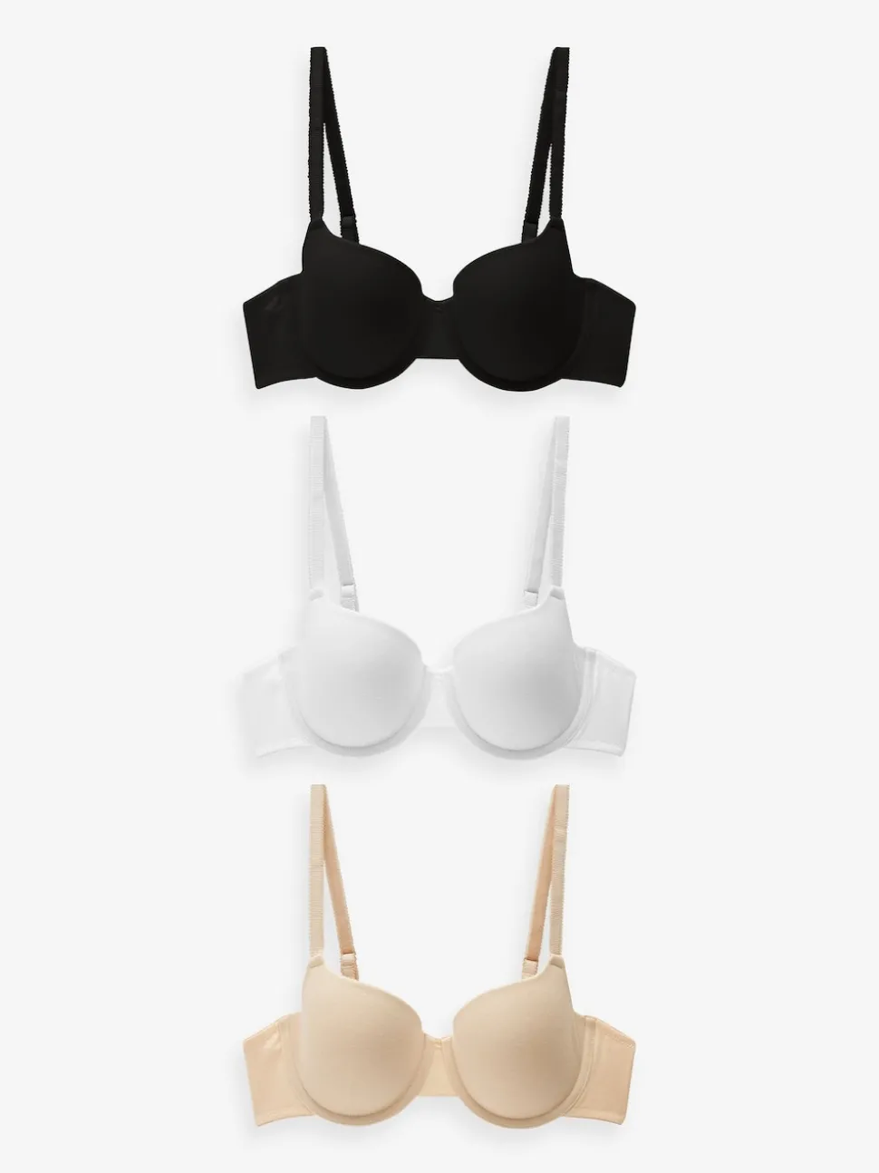 Black/White/Pastel Rose Nude Pad Balcony Cotton Blend Ultimate Comfort Bras 3 Pack