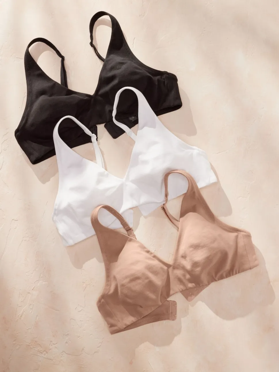 Black/White/Pastel Rose Nude Non Pad Non Wire Cotton Blend Ultimate Comfort Bras 3 Pack