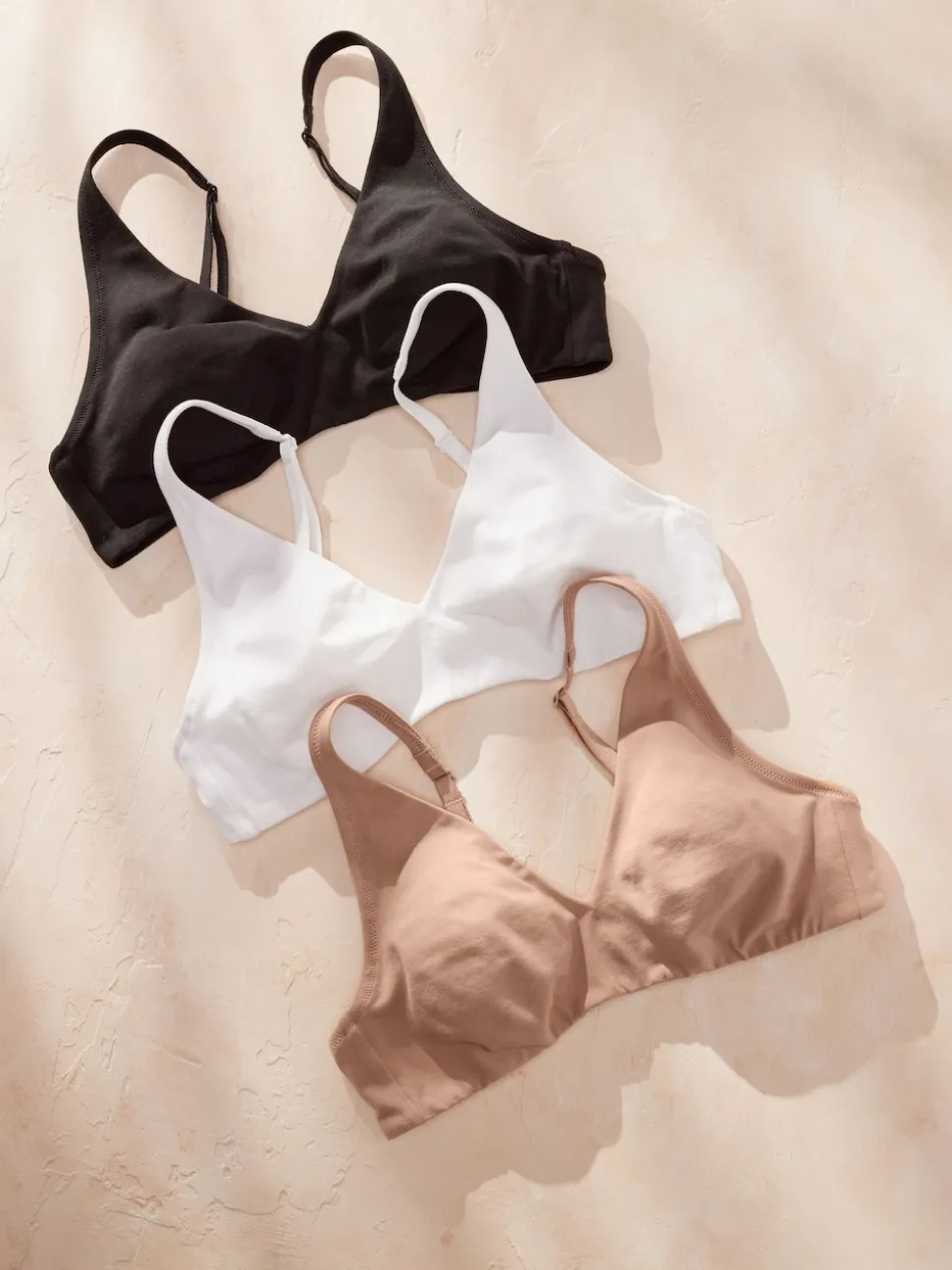 Black/White/Pastel Rose Nude Non Pad Non Wire Cotton Blend Ultimate Comfort Bras 3 Pack