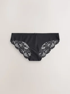 Black/White/Praline Nude Brazilian No VPL Lace Back Briefs 3 Pack